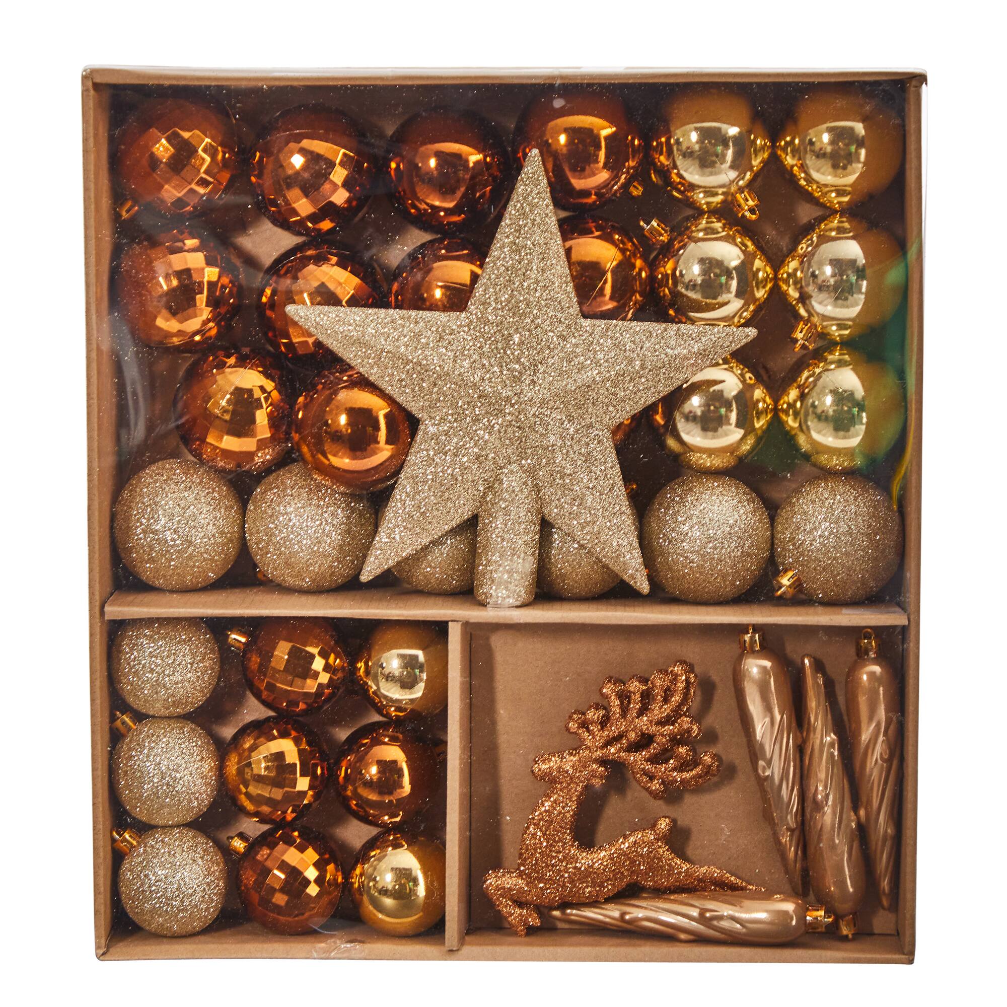 40ct. Gold Shatterproof Lux Christmas Ornament Set